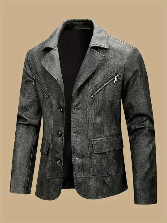 Julien – Leather Jacket with Locomotive Collar