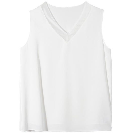 White V-neck camisole top made of acetate