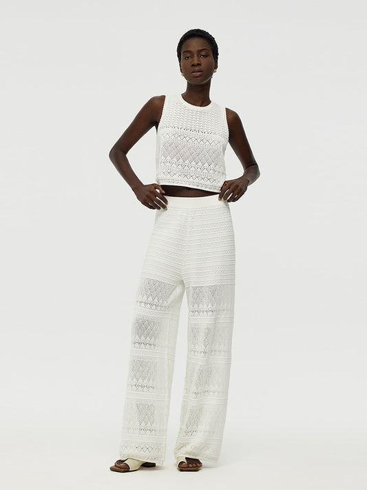 Cotton Top with Cut-Outs and Trousers - Two-Piece Set