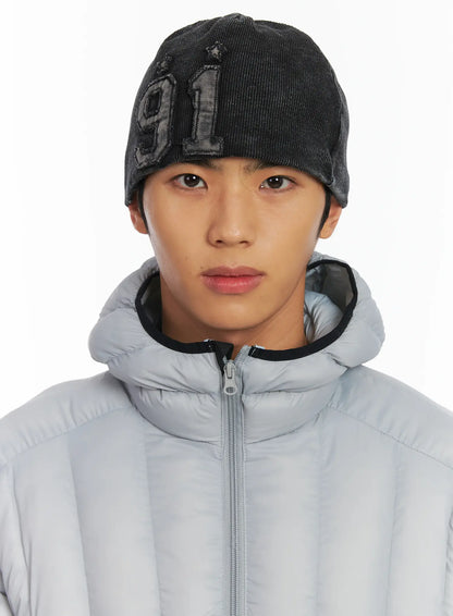 Men's Washed Denim Ribbed Beanie ID511