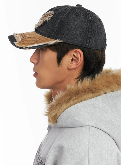 Men's Vintage Distressed Denim Baseball Cap ID511