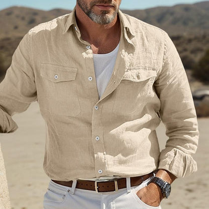 Isak | Cotton linen shirt with classic collar