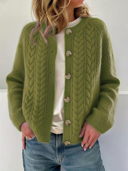 Dwina™ Cardigan with Buttons and Cable Knit Pattern