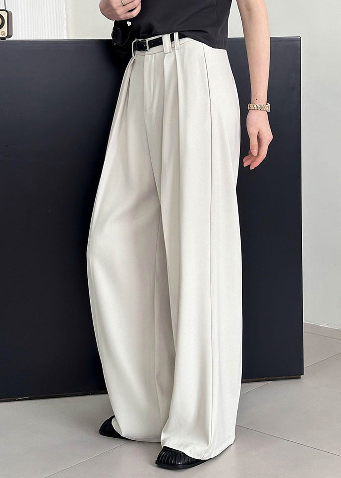 2025 New Beige High-Waisted Trousers with Pockets for Summer