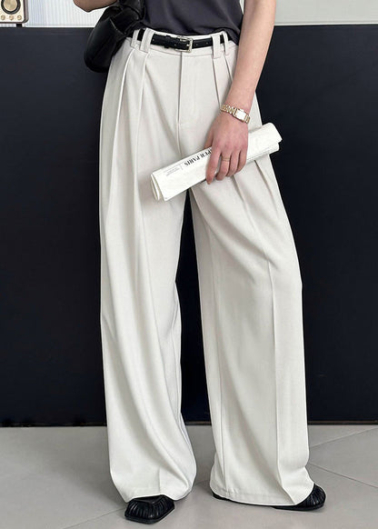 2025 New Beige High-Waisted Trousers with Pockets for Summer