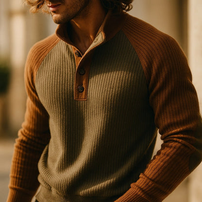 Raziel | Casual Long Sleeve Knit Shirt with Stand-Up Collar