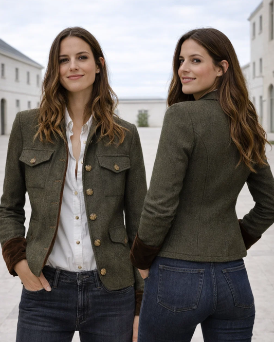 Corrie | Tweed Jacket with Velvet Details