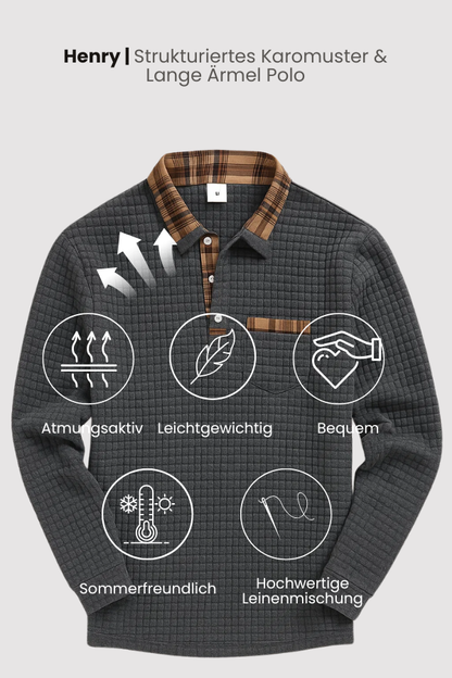 Henry | Structured Check Pattern & Long Sleeve Polo