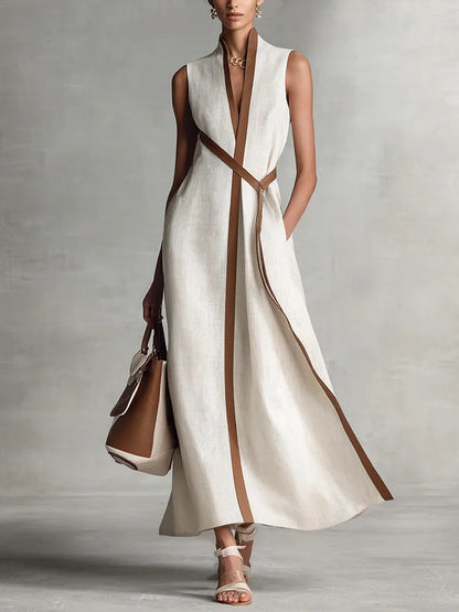 Mirena | Loose sleeveless cotton linen dress
