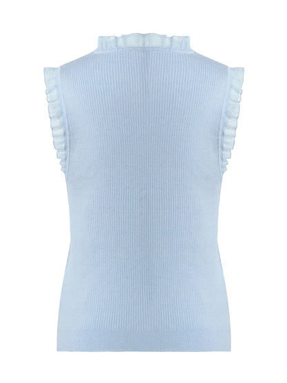 Women's Top with Ruffles Made from Tencel and Wool