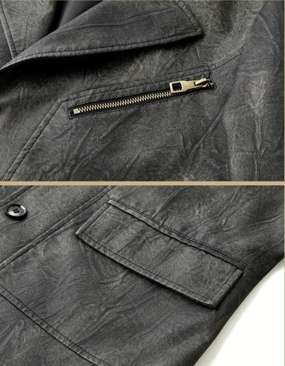Julien – Leather Jacket with Locomotive Collar