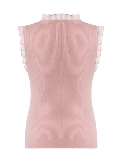 Women's Top with Ruffles Made from Tencel and Wool
