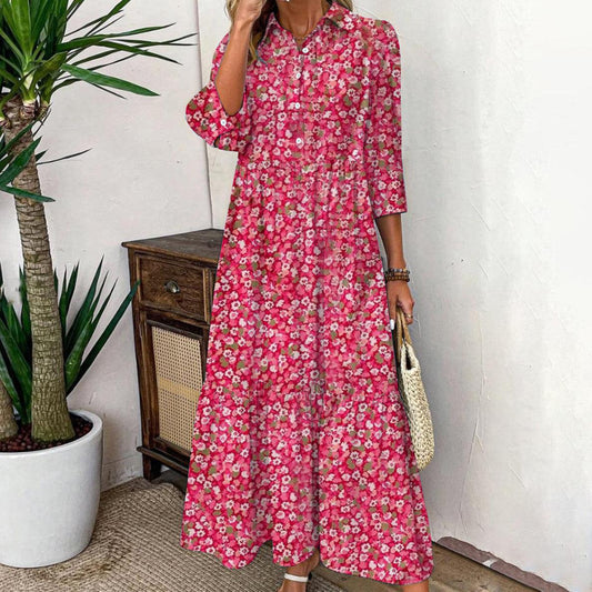 Summer Red Floral Dress