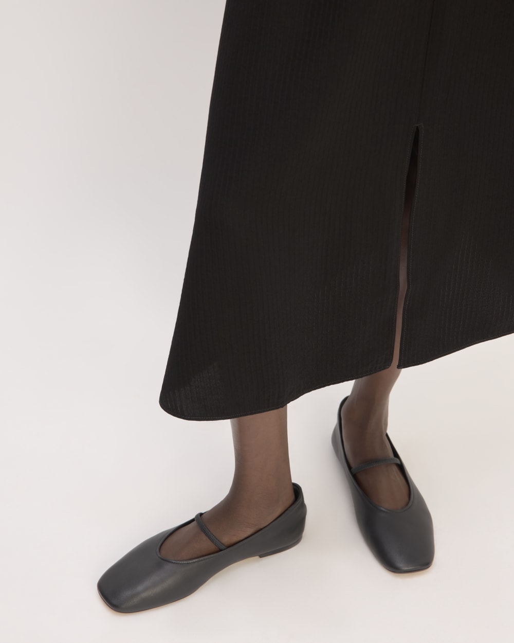 Mini Slip Skirt with Jacquard Belt | Black