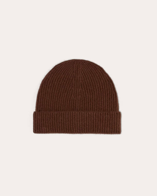 Cashmere Beanie with Stripes | Dark Mahogany