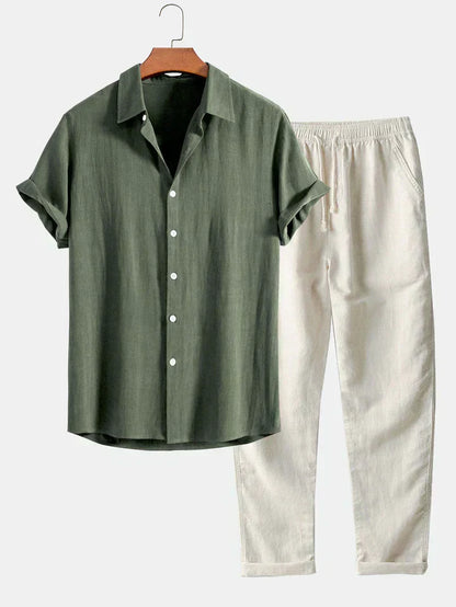 Booker – Linen Blend Shirt with Straight Trousers