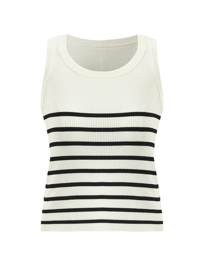 Striped Acetate and Cotton Tank Top