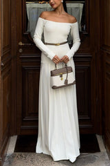 Jasmin Retro Maxi Dress with Bardot Neckline