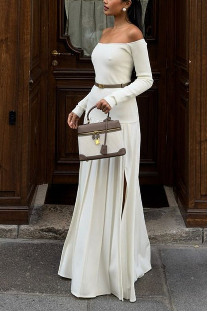 Jasmin Retro Maxi Dress with Bardot Neckline