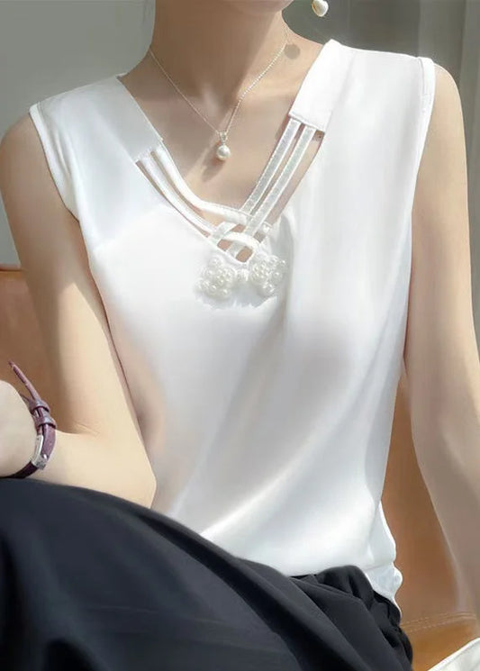 Calista | Silk V-neck sleeveless tank