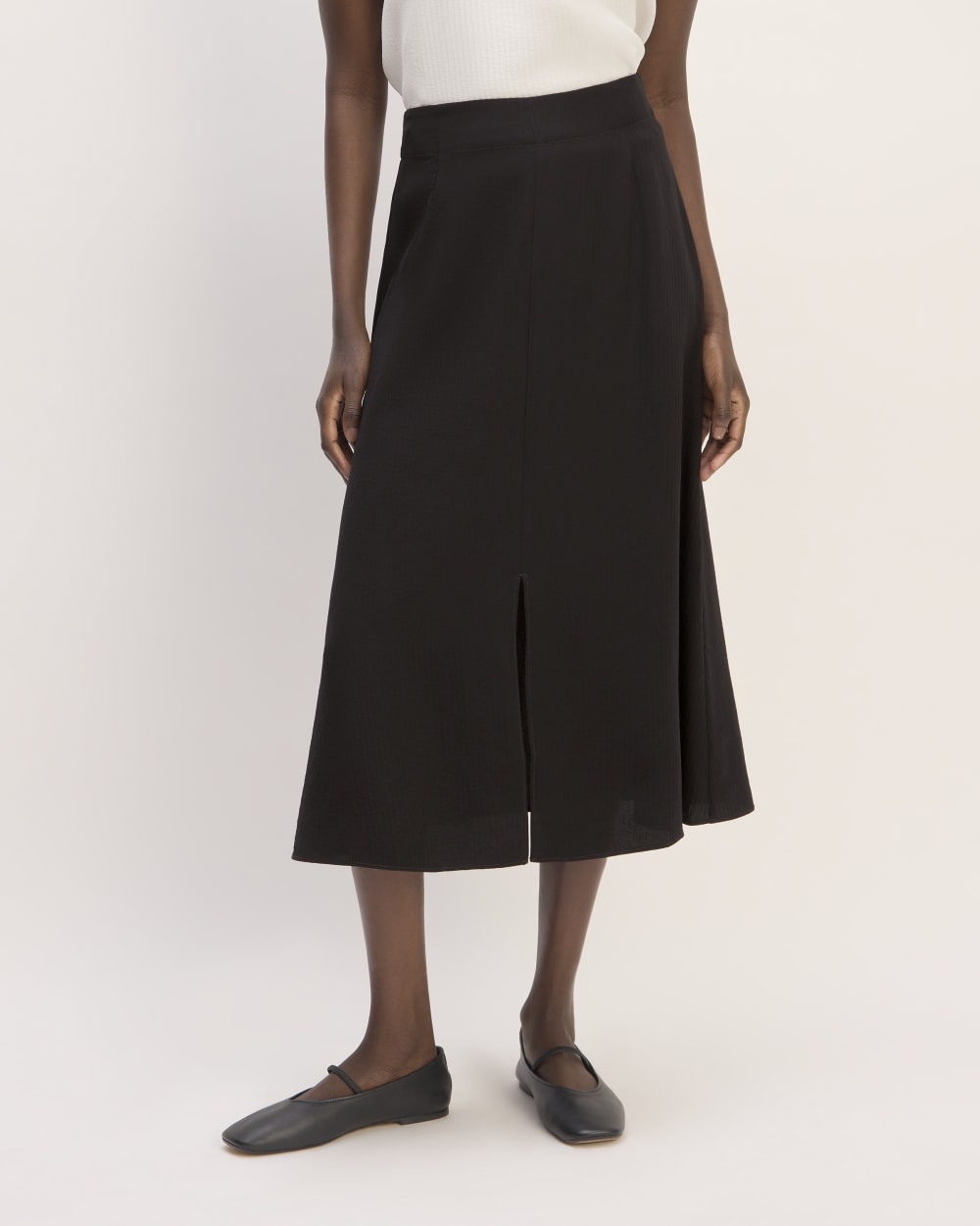 Mini Slip Skirt with Jacquard Belt | Black