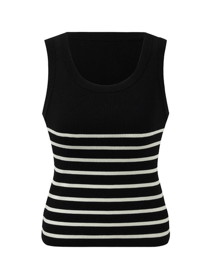 Striped Acetate and Cotton Tank Top