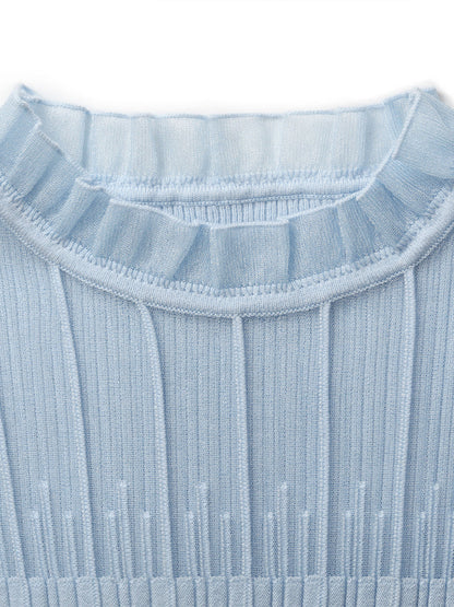 Women's Top with Ruffles Made from Tencel and Wool
