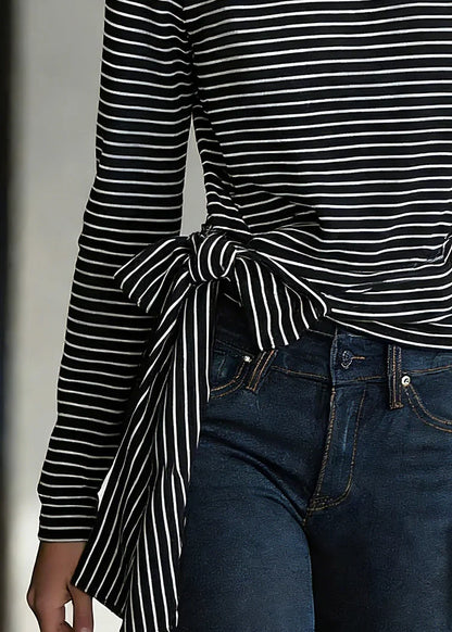 Nerina | T-Shirt with Stripes and Tie Detail
