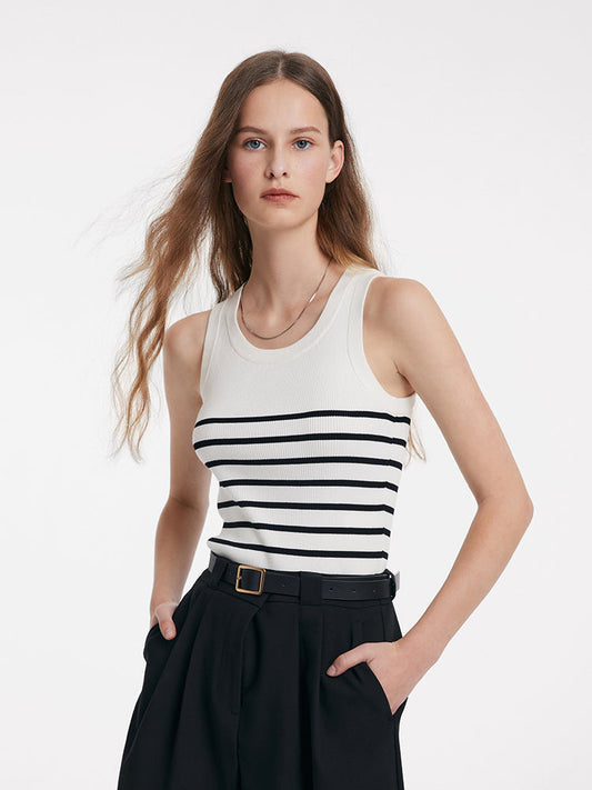 Striped Acetate and Cotton Tank Top