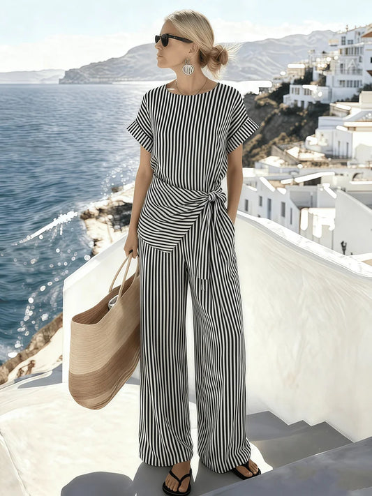 Laraisa | Striped jumpsuit with tie waist