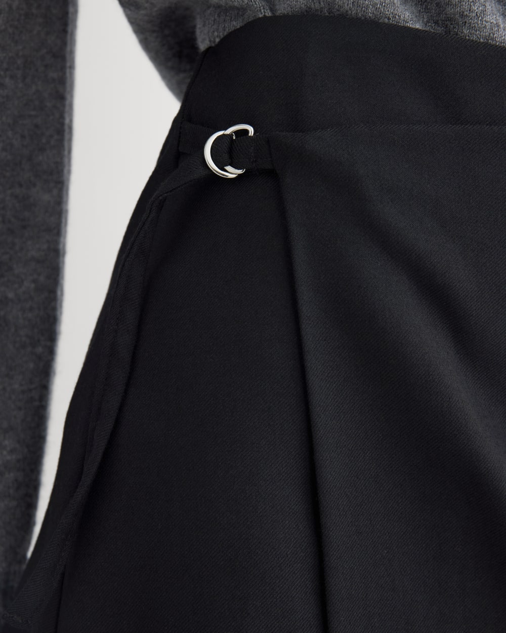 Mini Wrap Skirt in Tailored Twill | Black