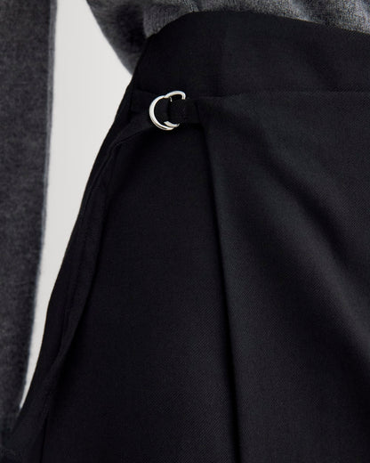 Mini Wrap Skirt in Tailored Twill | Black