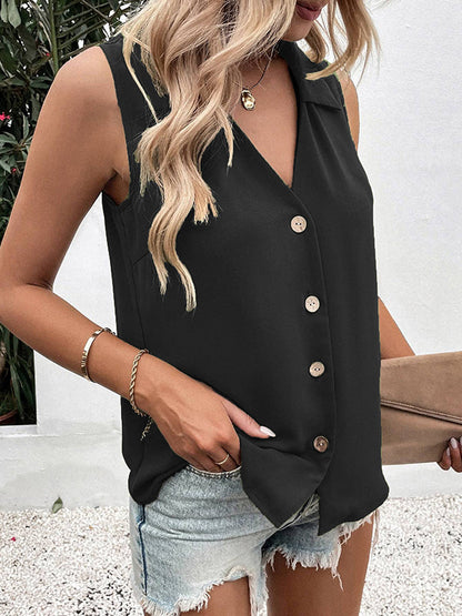 Lucy | Buttoned V-Neck Waistcoat Top