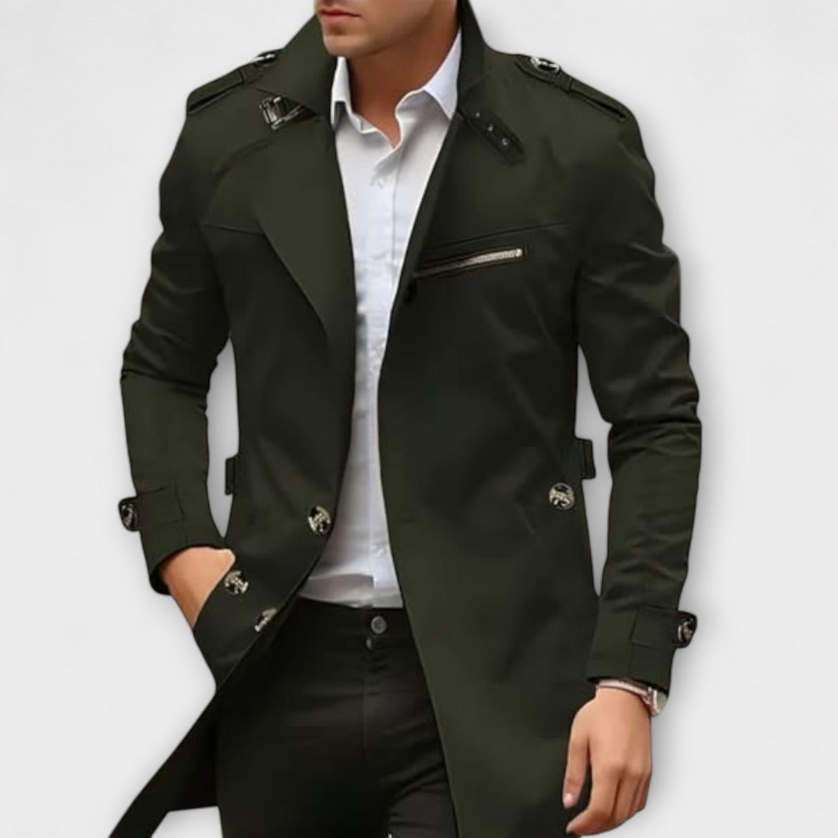 Leandro | Classic Men's Trench Coat in Beige