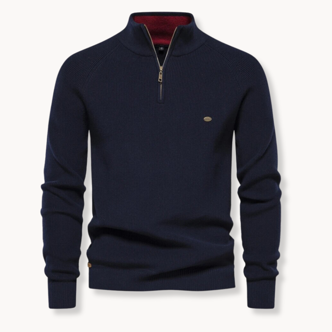 Cedro | Knitted Jumper with Stand-Up Collar and Zip