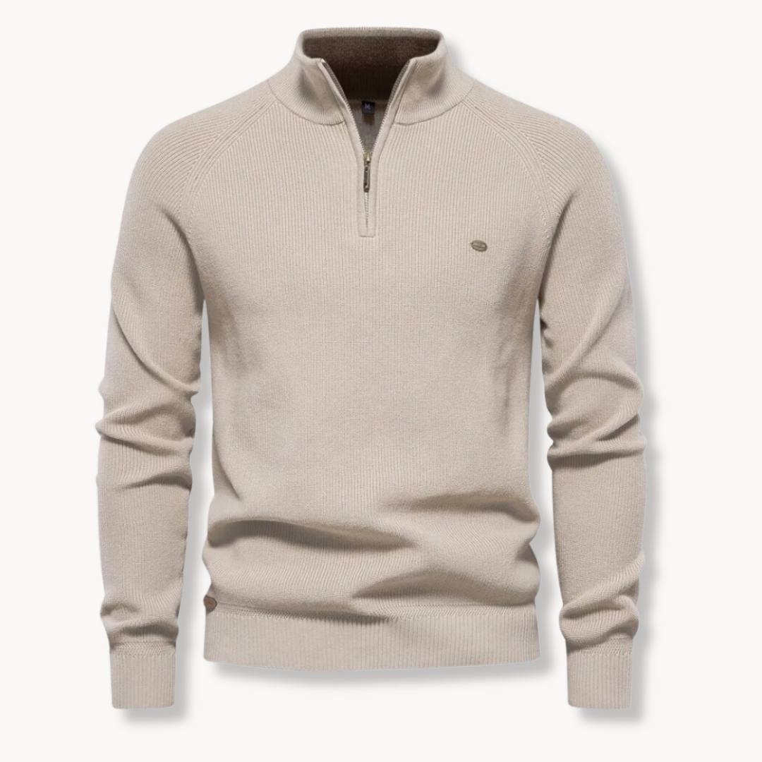 Cedro | Knitted Jumper with Stand-Up Collar and Zip