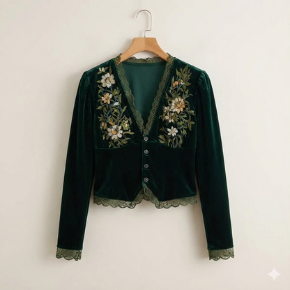 ELINA | Velvet Blouse with V-Neck