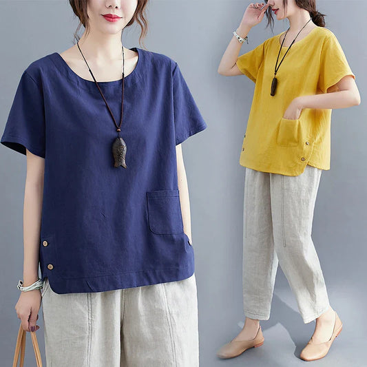 Iza | Vintage Cotton-Linen Top