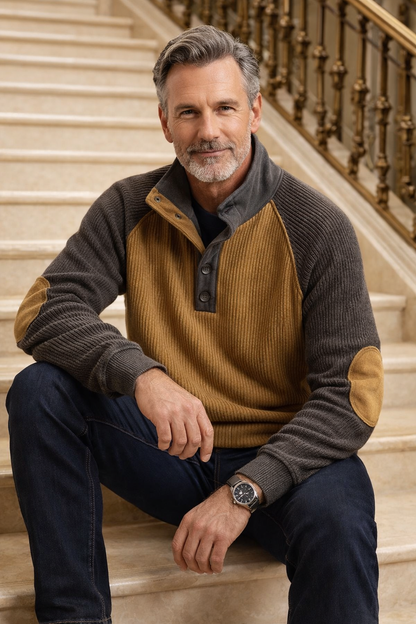 Raziel | Casual Long Sleeve Knit Shirt with Stand-Up Collar