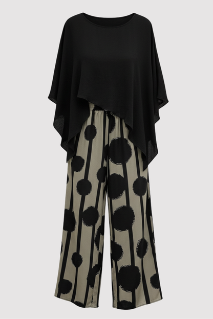 Ladies' Outfit – Asymmetric Print Set, Modern & Stylish