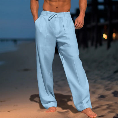 Enzo Linen Trousers with Drawstring and Pleated Front