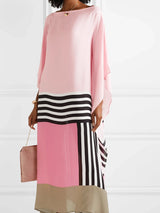 Susan Striped Patchwork Dress with Print