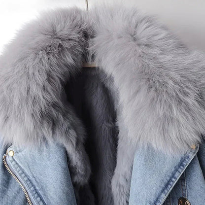 Phylicia | Elegant Denim Jacket with Faux Fur Collar