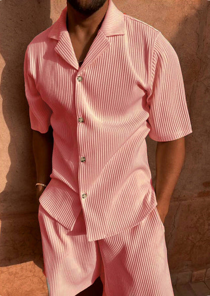 Leonardo Cord Shirt with Short Sleeves and Shorts Set