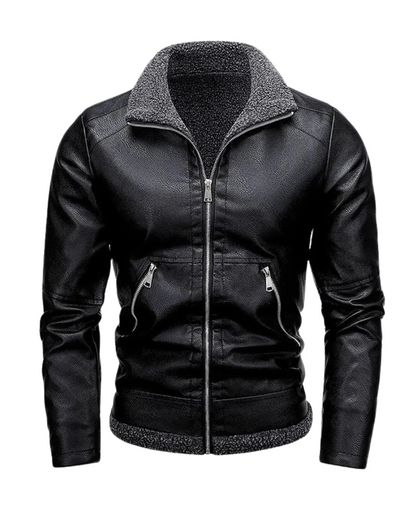 Elegant Fleece Leather Jacket
