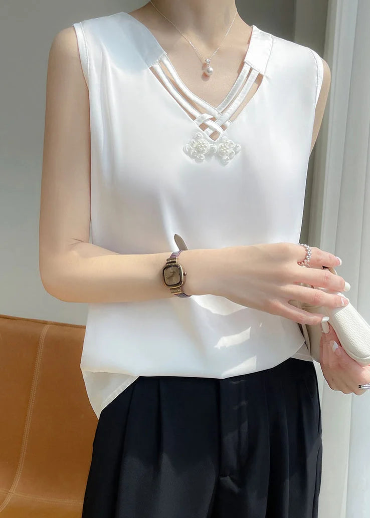 Calista | Silk V-neck sleeveless tank