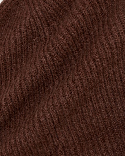 Cashmere Beanie with Stripes | Dark Mahogany