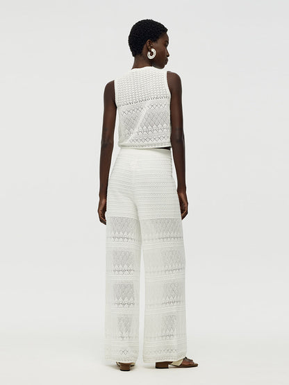 Cotton Top with Cut-Outs and Trousers - Two-Piece Set