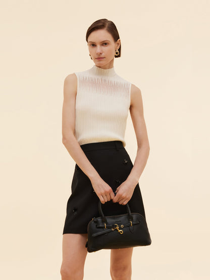 Women's Knit Top with Mock Collar in Tencel Blend