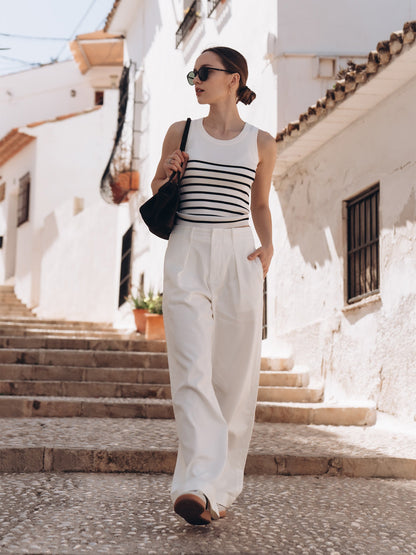 Striped Acetate and Cotton Tank Top